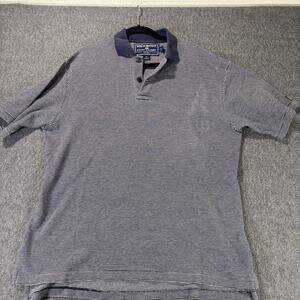 Polo Sport Ralph Lauren Polo‎ Shirt Mens Large Navy Blue White Striped Sportsman